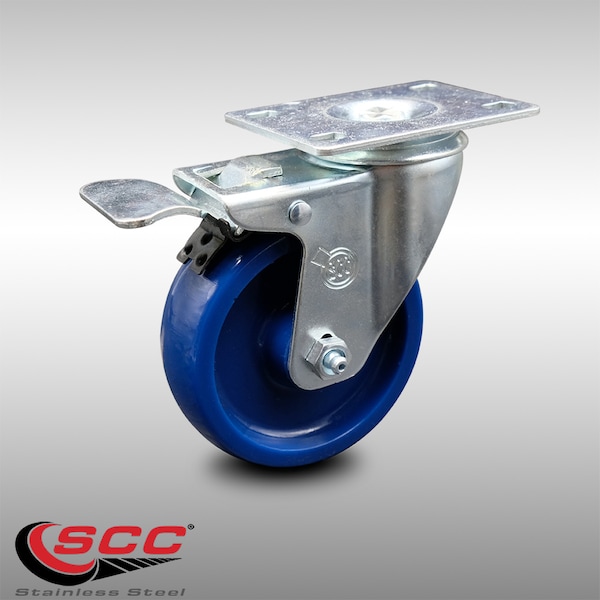 Service Caster 4 Inch SS Solid Polyurethane Top Plate Caster with Total Lock Brake SCC SCC-SSTTL20S414-SPUS - main